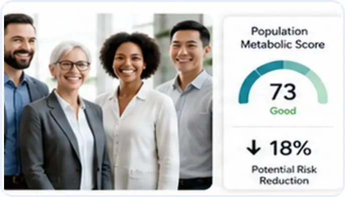 Employee population with population metabolic score and risk reduction